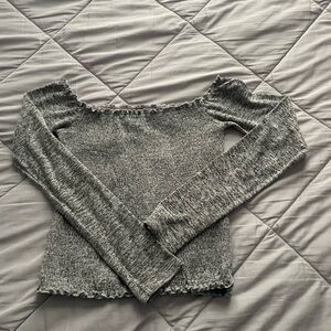 Hollister Gray Off-Shoulder Crop Top
